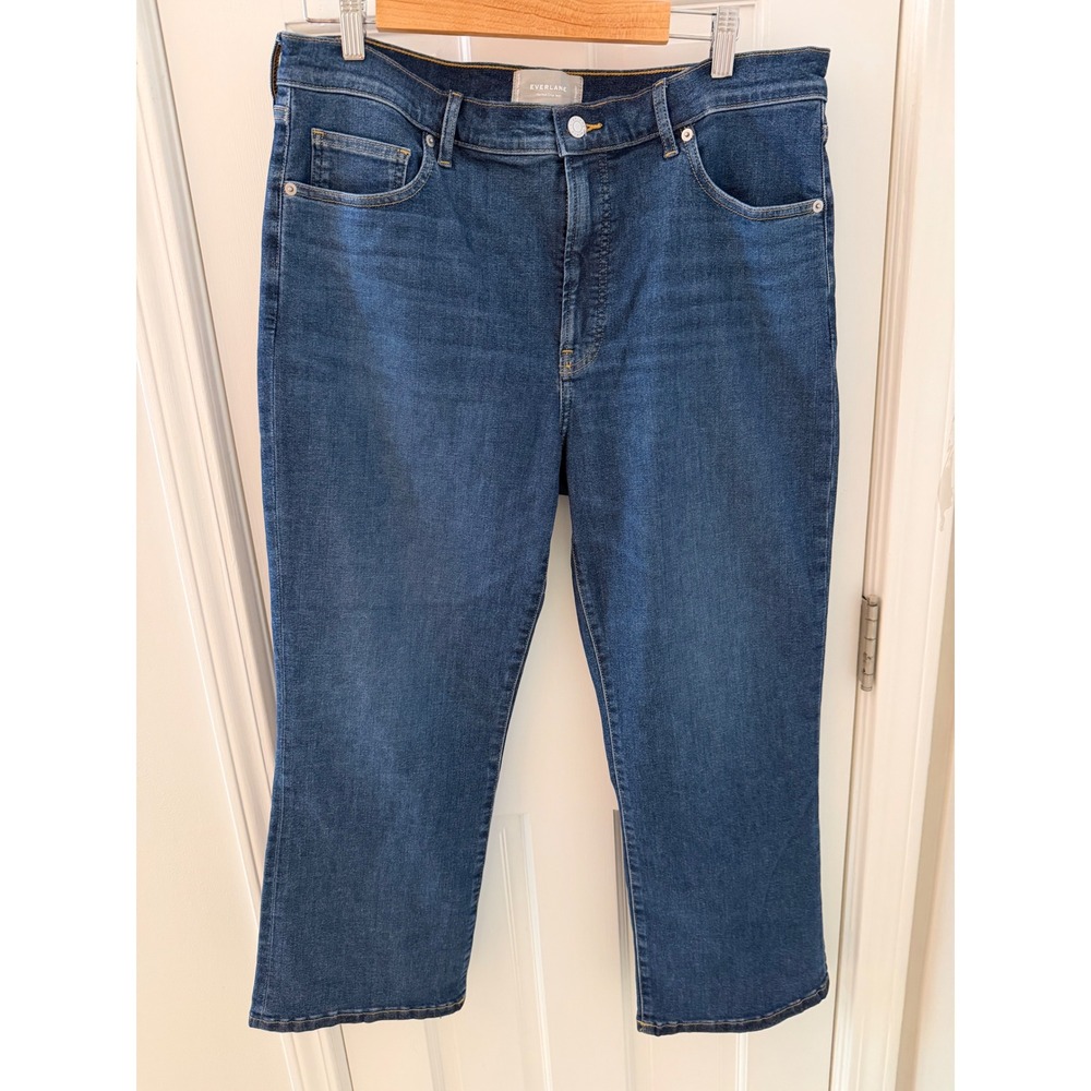 Everlane The Kick Crop Jean Mid Rise Dark Wash Blue Denim Size 33 Regular NWT